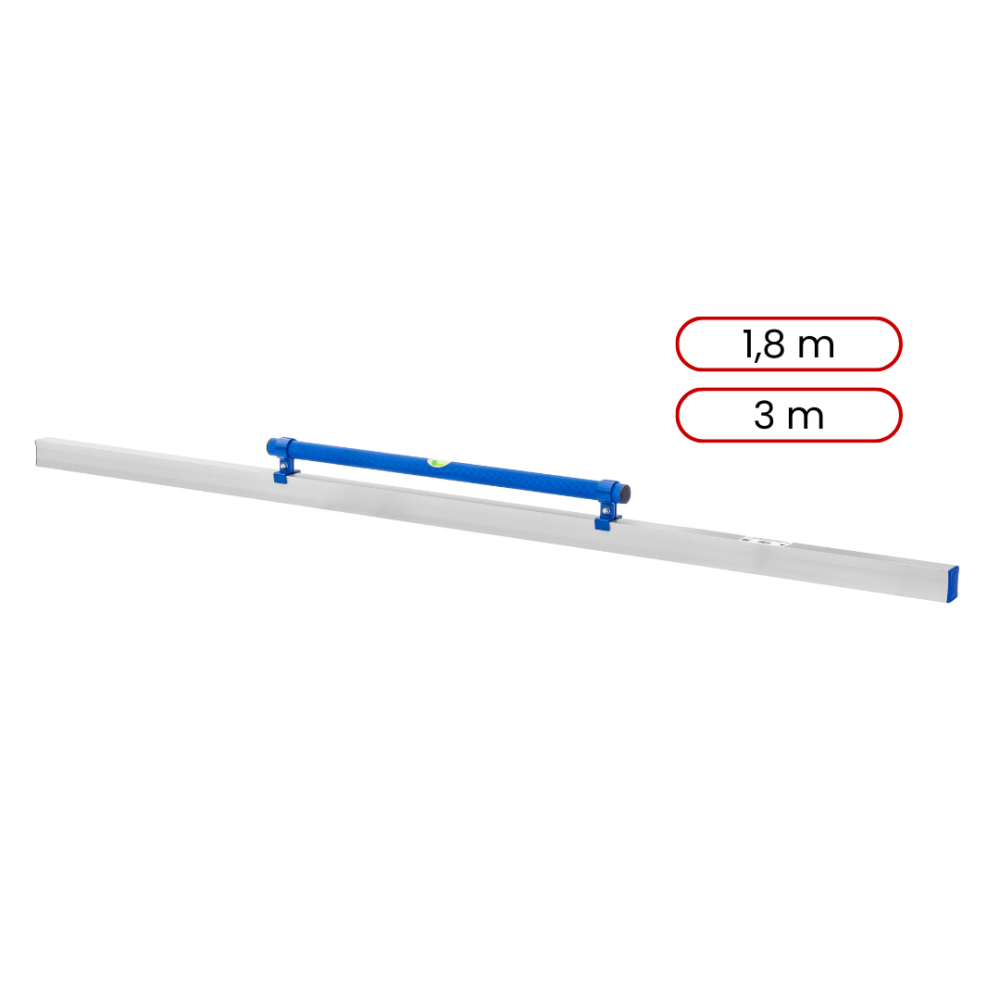 Toolsa Aluminium Screed Bar With Built-In Spirit Level