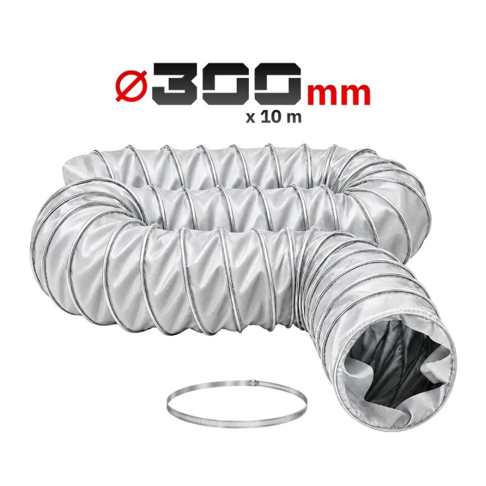 Przewód elastyczny do nagrzewnic Toolsa ⌀300 mm × 10 m z opaską zaciskową (TA-DV50)