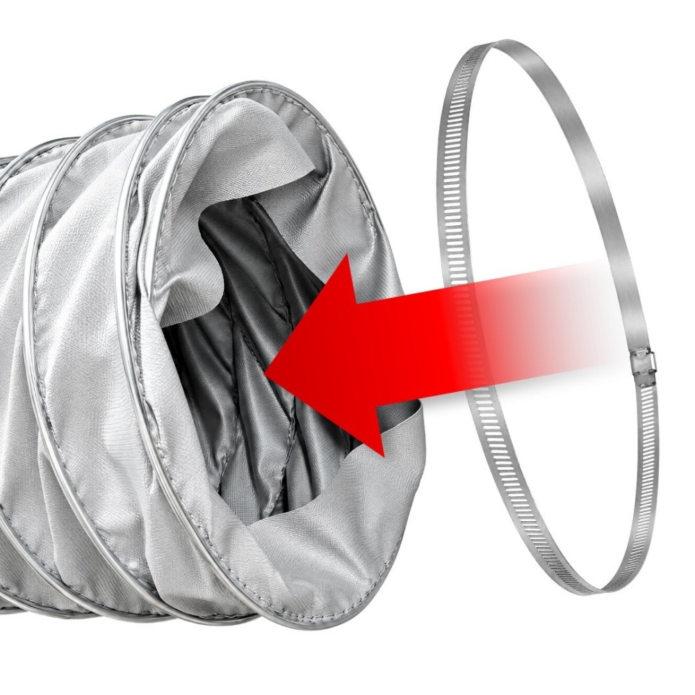Toolsa Flexible Heater Ducting ⌀300 mm × 10 m with Hose Clamp (TA-DV50)