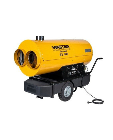 Master BV 400 oil heater with exhaust outlet Master Heaters -      Technical Data:       Tank capacity [ l ]: 150     Airflow [ 