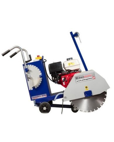 Sharky 500 mobile road cutting machine  - Specifications:  Dimensions: 1000 x 500 x 920 mm  Fuel: Gasoline Engine: Honda GX 390 