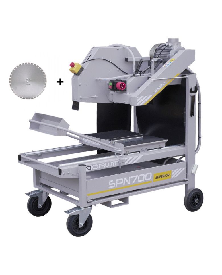 SPN 700 Superior 400V table saw with diamond blade KSP700.  - Specifications:

Voltage: 400 V
 Fuel: N/A
Motor: Electric Soga It