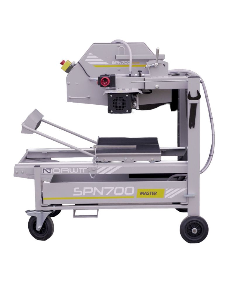 SPN 700 Master table saw for concrete blocks Norwit - Specifications:

Weight: 144kg
Voltage: 400V
Motor: Soga Italy
Speed: 1400