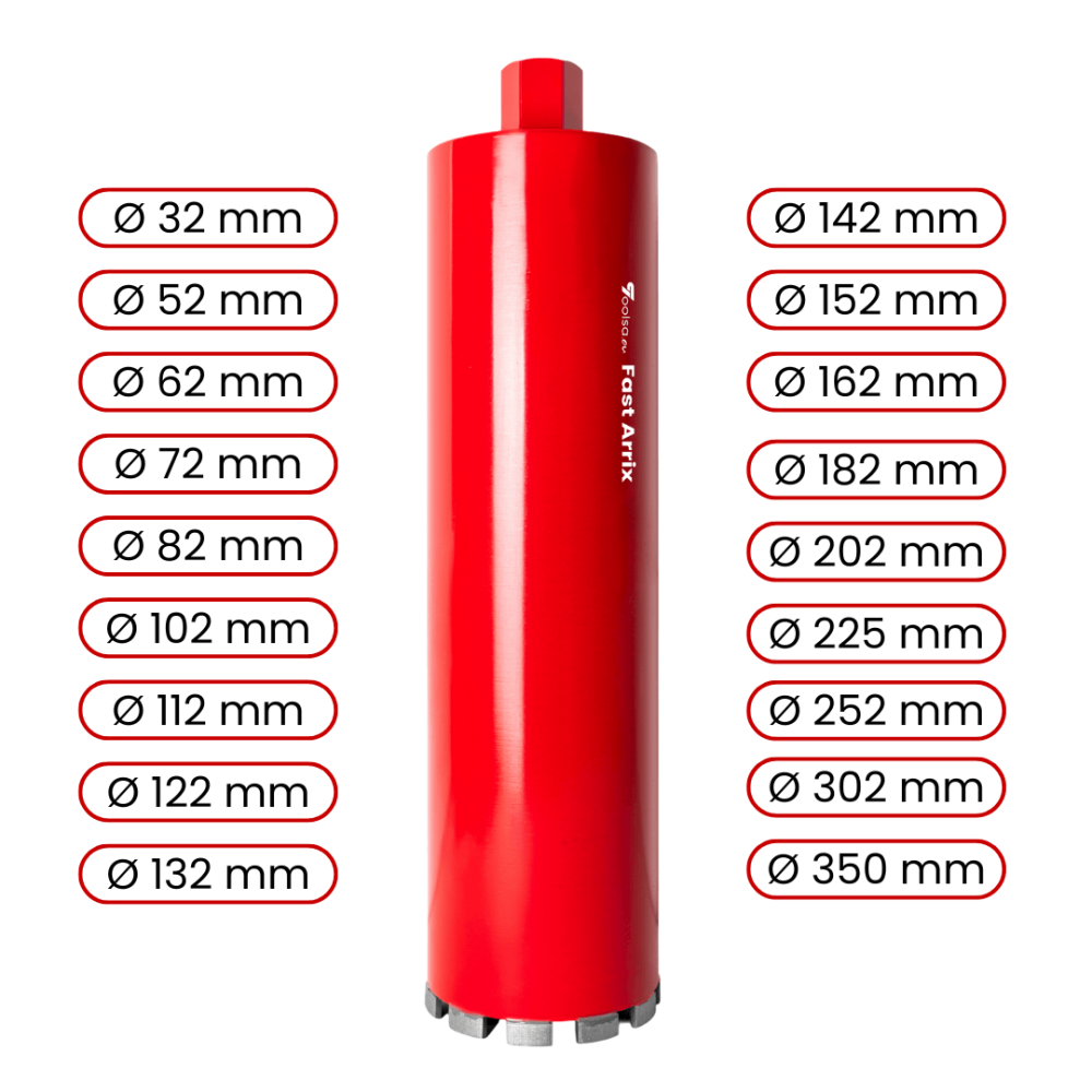 Wiertło diamentowe Toolsa Fast Arrix ⌀ 32-350 mm (twardy beton, twardy beton zbrojony)